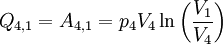 Q_{4,1} = A_{4,1} = p_4 V_4 \ln\left(\frac{V_1}{V_4}\right)